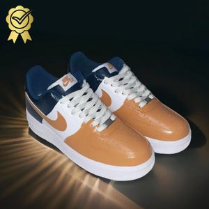 Air Force 1 Custom Beige and Navy Blue