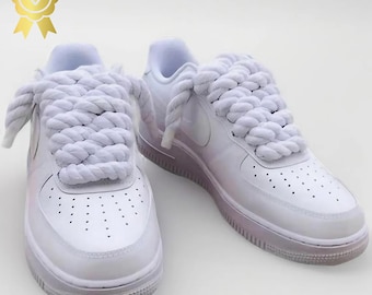 靴 NIKE AIR FORCE 1 WHITE ROPE CUSTOM Custom Air Force 1 “ultra Matte White Shoes With Thick White
