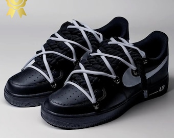 Custom Authentic Air Force 1 with Black Rope Laces and White overlaces