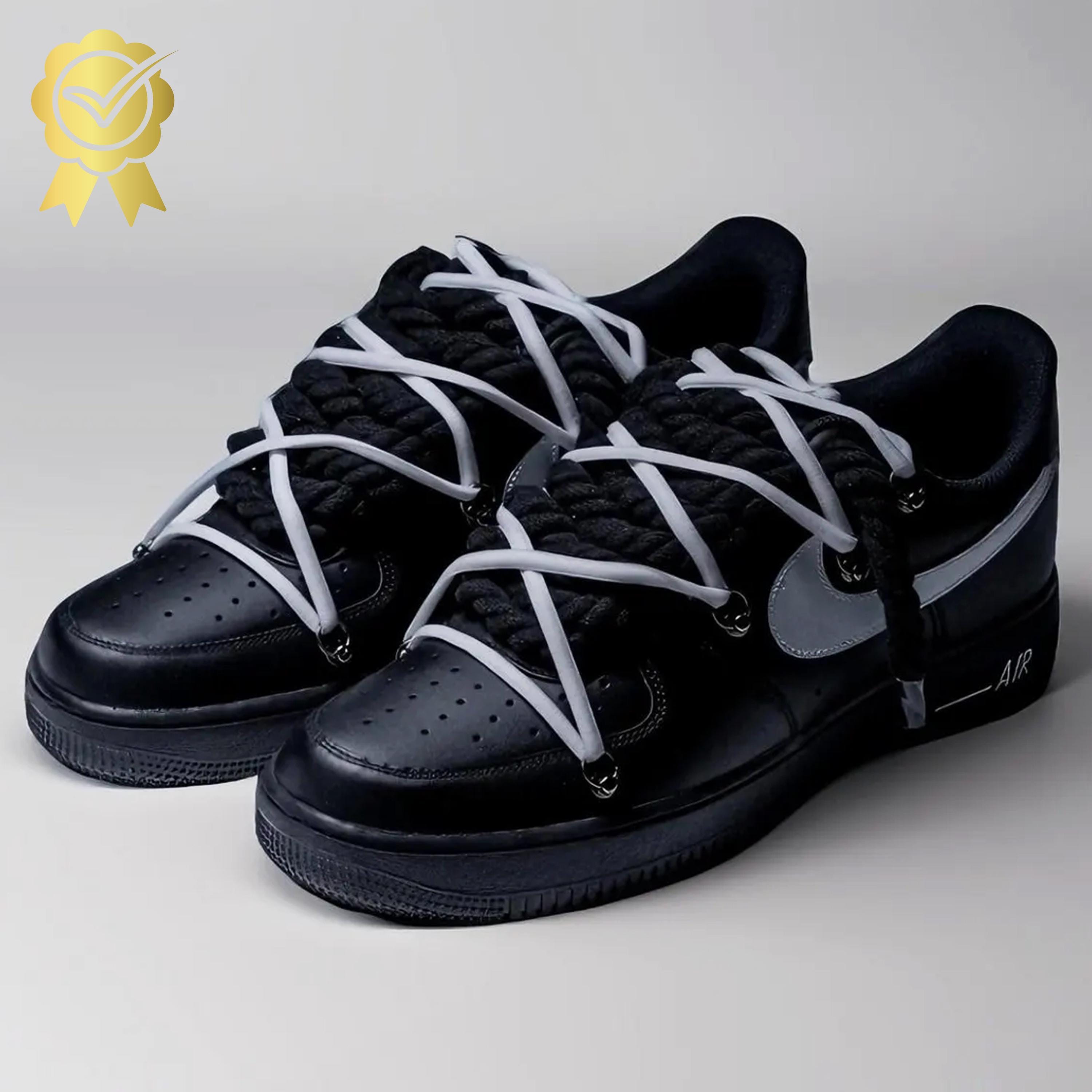 Nike Air Force 1 ブラックスニーカーロープ Nike air force 1 custom rope laces - Etsy 日本