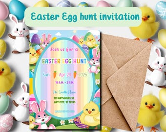 Easter egg Hunt Invitation EDITABLE,Easter Party, Easter Bunny Invite Easter Egg, Easter Party Invite, Instant Download