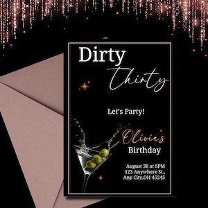 Editable Dirty 30 E-Invite | Dirty 30 Invite | 30th E-Invite | Dirty Thirty Digital Birthday Invitation | Editable Invitation