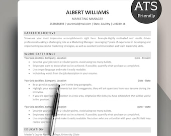 ATS Resume Template | Ats Friendly Resume | Modern ATS Friendly Resume | Ats Resume Template Word  | Professional Resume Template ATS