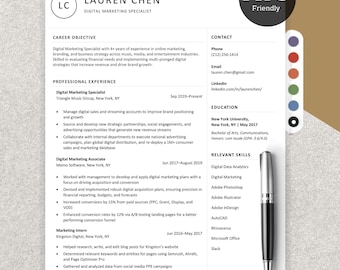 Professional ATS Resume Template, ATS Friendly Resume, Modern CV Template, Editable Resume for Word & Google Docs, Job Application Format