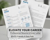 ATS Resume Template for Word, Google Docs & Pages | Professional Modern CV | 1–2 Page Editable Resume with Cover Letter | Job Winning Design