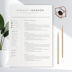 Minimalist simple resume template for Word, professional curriculum vitae with editable fonts and colors, one-page and two-page layouts