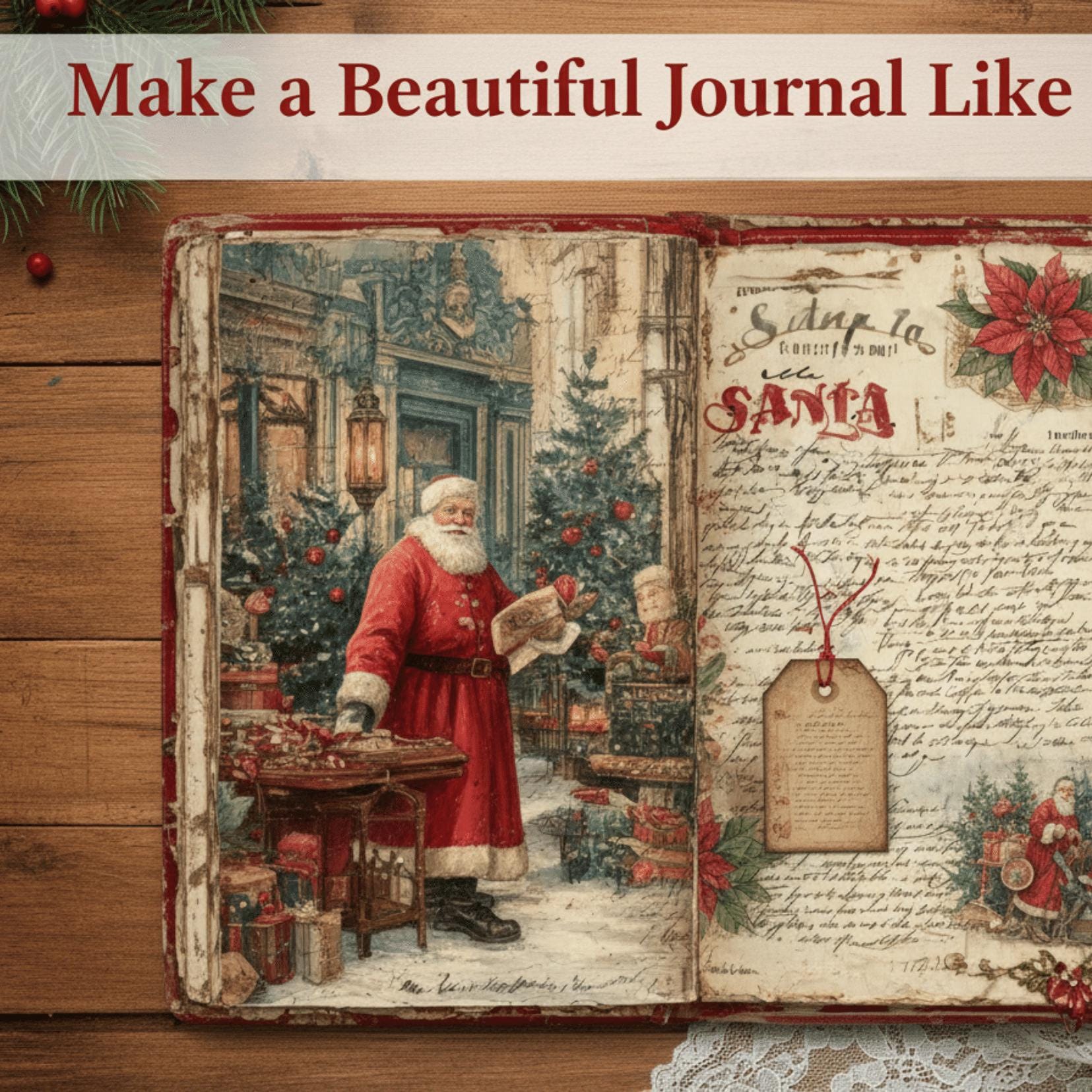 Vintage Christmas Junk Journal Kit, 32 Pages Digital Download ...