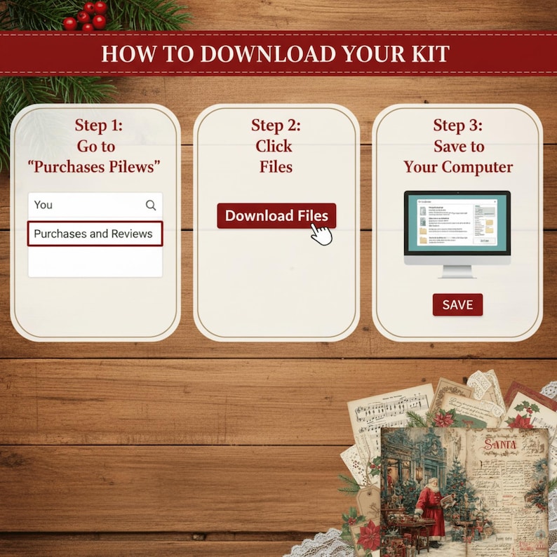 Vintage Christmas Junk Journal Kit, 32 Pages Digital Download ...