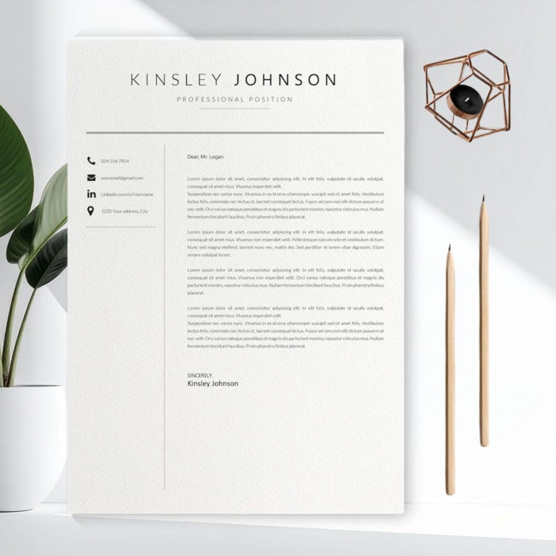 Professional resume and cover letter template set, modern CV design editable in Word and Pages, instant digital download resume.