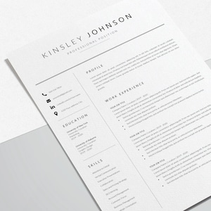 Minimalist simple resume template for Word, professional curriculum vitae with editable fonts and colors, one-page and two-page layouts