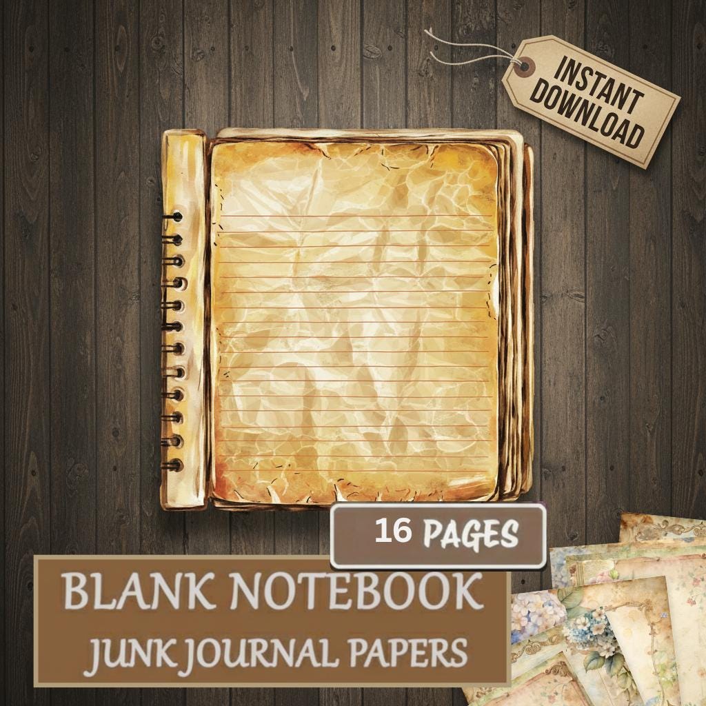 Blank Notebook Junk Journal Paper | Printable Lined Paper | Junk ...