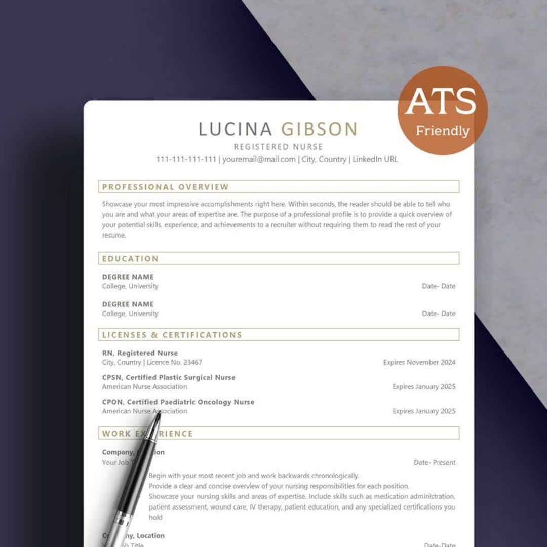 ATS Friendly Resume Template Word, Pages, Google Docs, ATS Resume, ATS ...