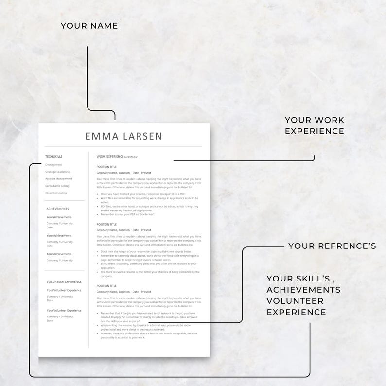 Google Doc Resume template and Word Resume editable professional CV for one page resume and two page resume needs.