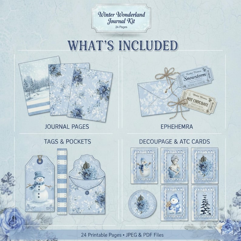 Winter Wonderland Junk Journal Kit | 24 Printable Pages With Tags ...
