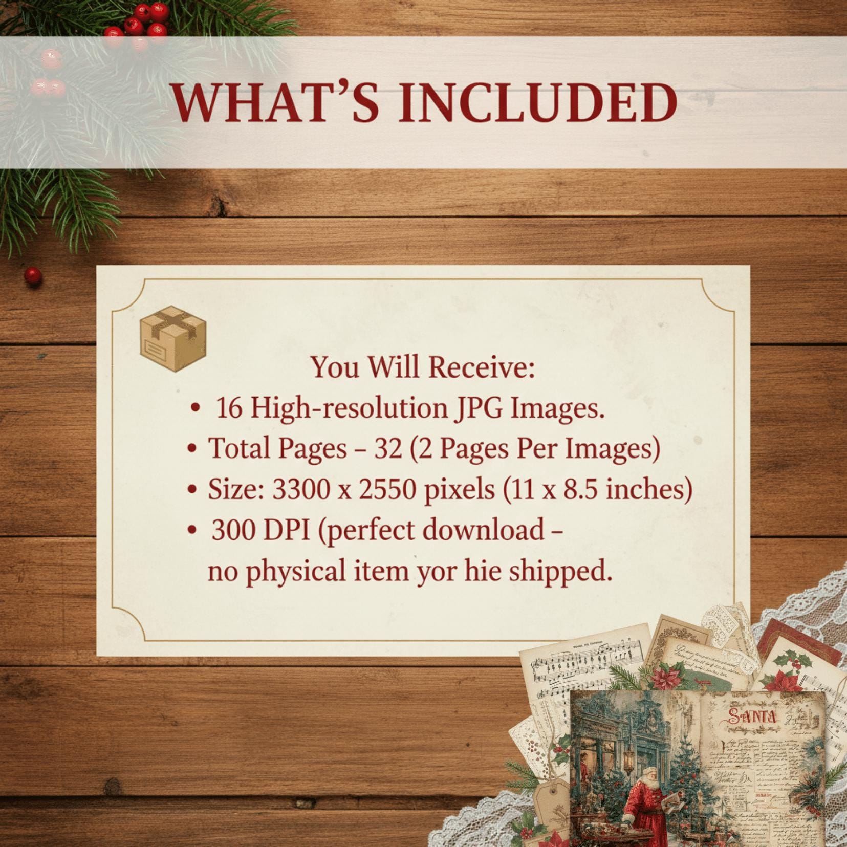 Vintage Christmas Junk Journal Kit, 32 Pages Digital Download ...