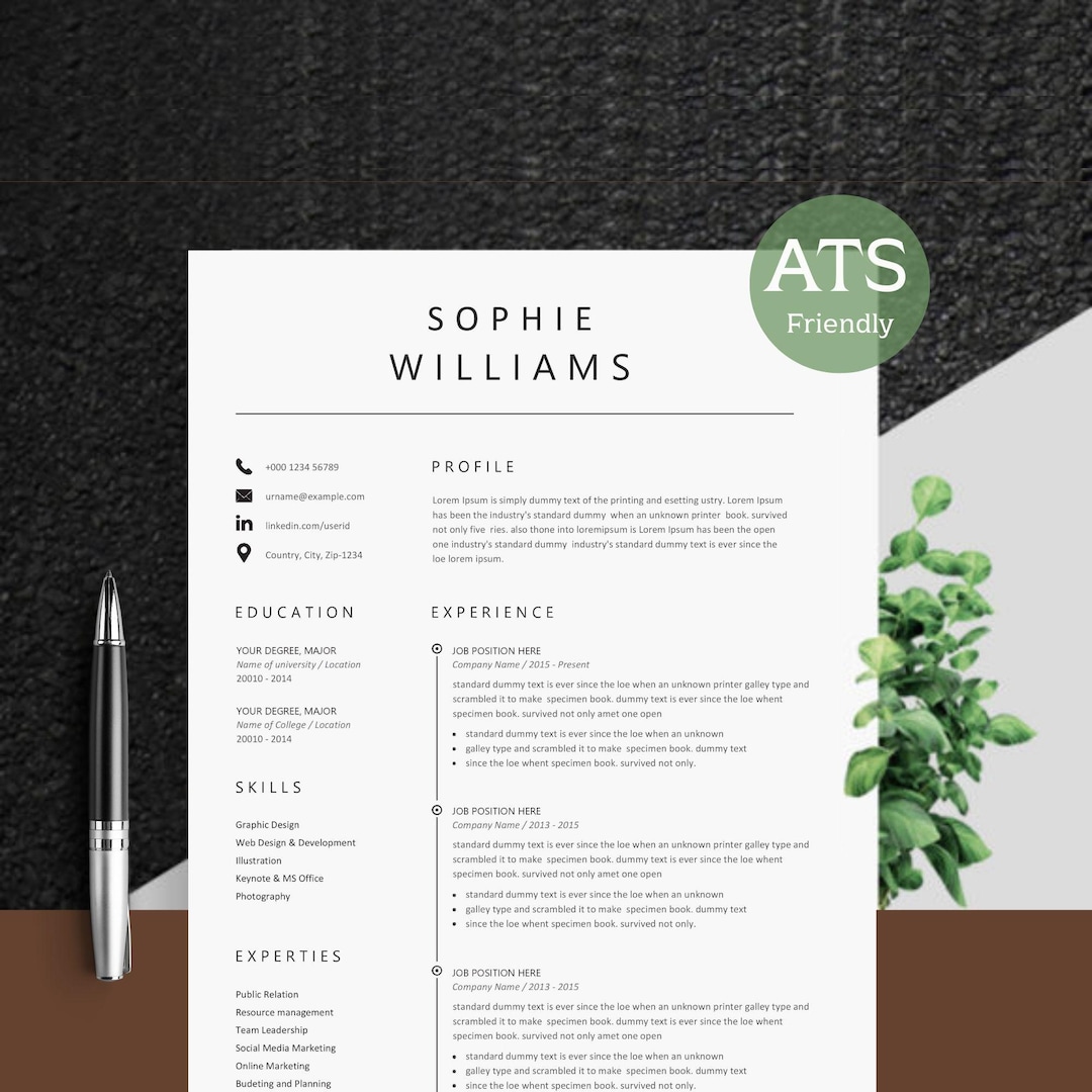 Professional ATS Resume Template | Ats Friendly Resume | Modern ATS ...