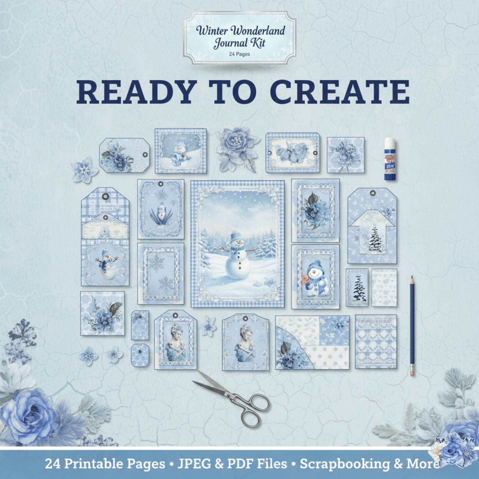 Winter Wonderland Junk Journal Kit | 24 Printable Pages With Tags ...