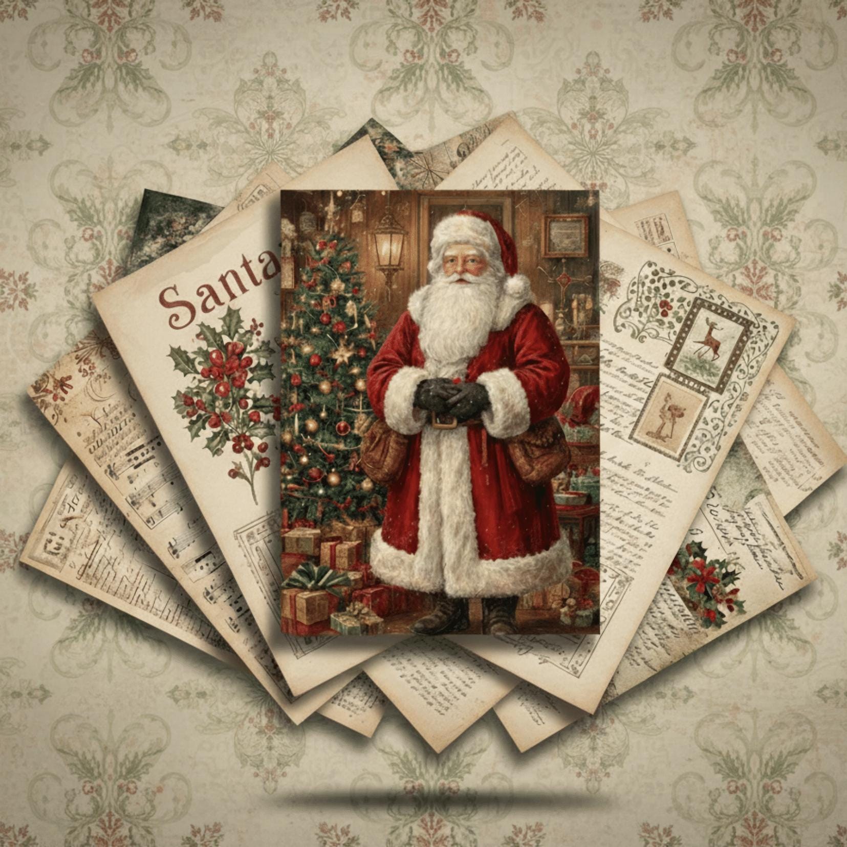 Vintage Christmas Junk Journal Kit, 32 Pages Digital Download ...