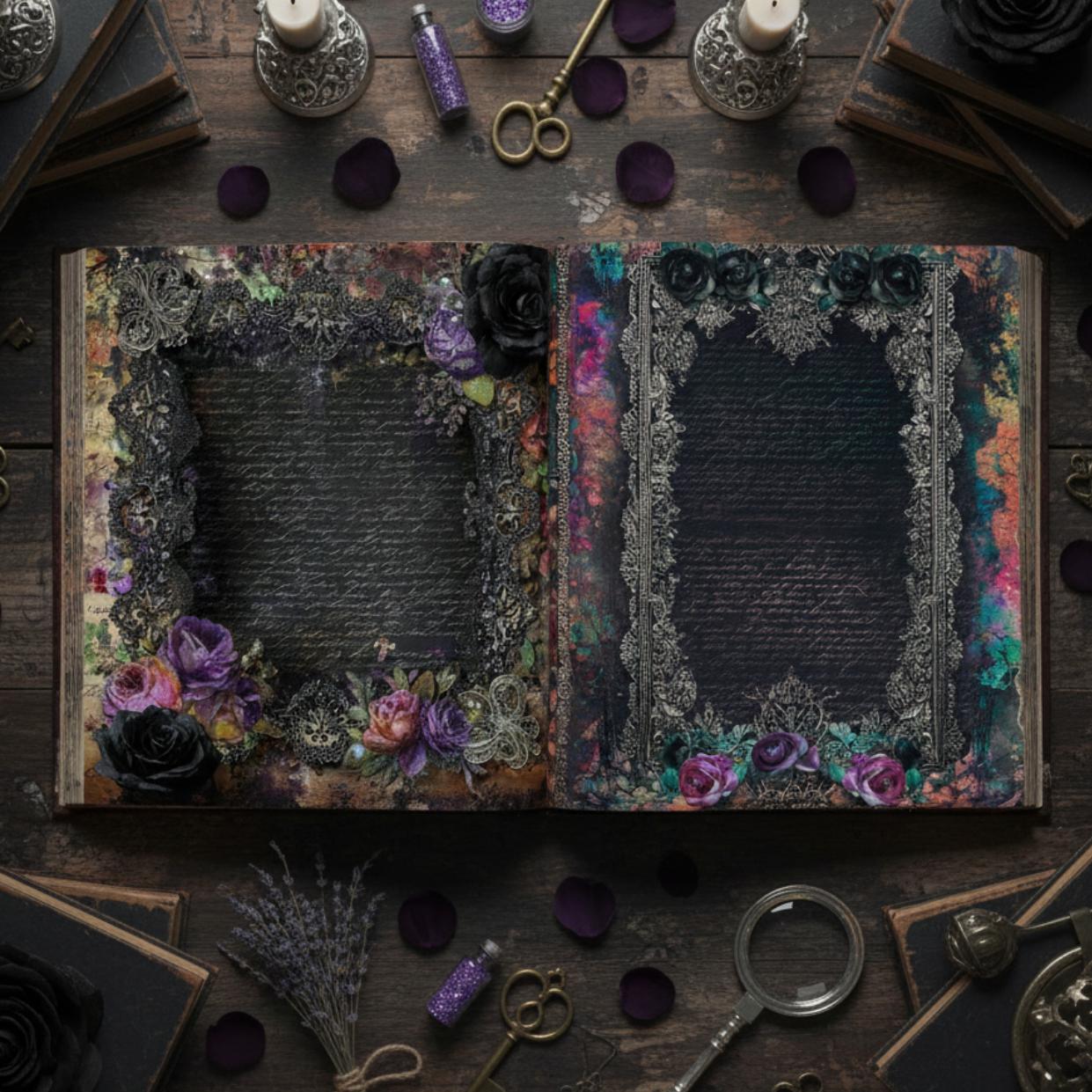 Dark Gothic Junk Journal Pages, Vintage Ephemera High Resolution 300 ...