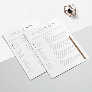 Editable 2-page resume template Word format, professional modern CV design, instant download curriculum vitae with matching cover letter.