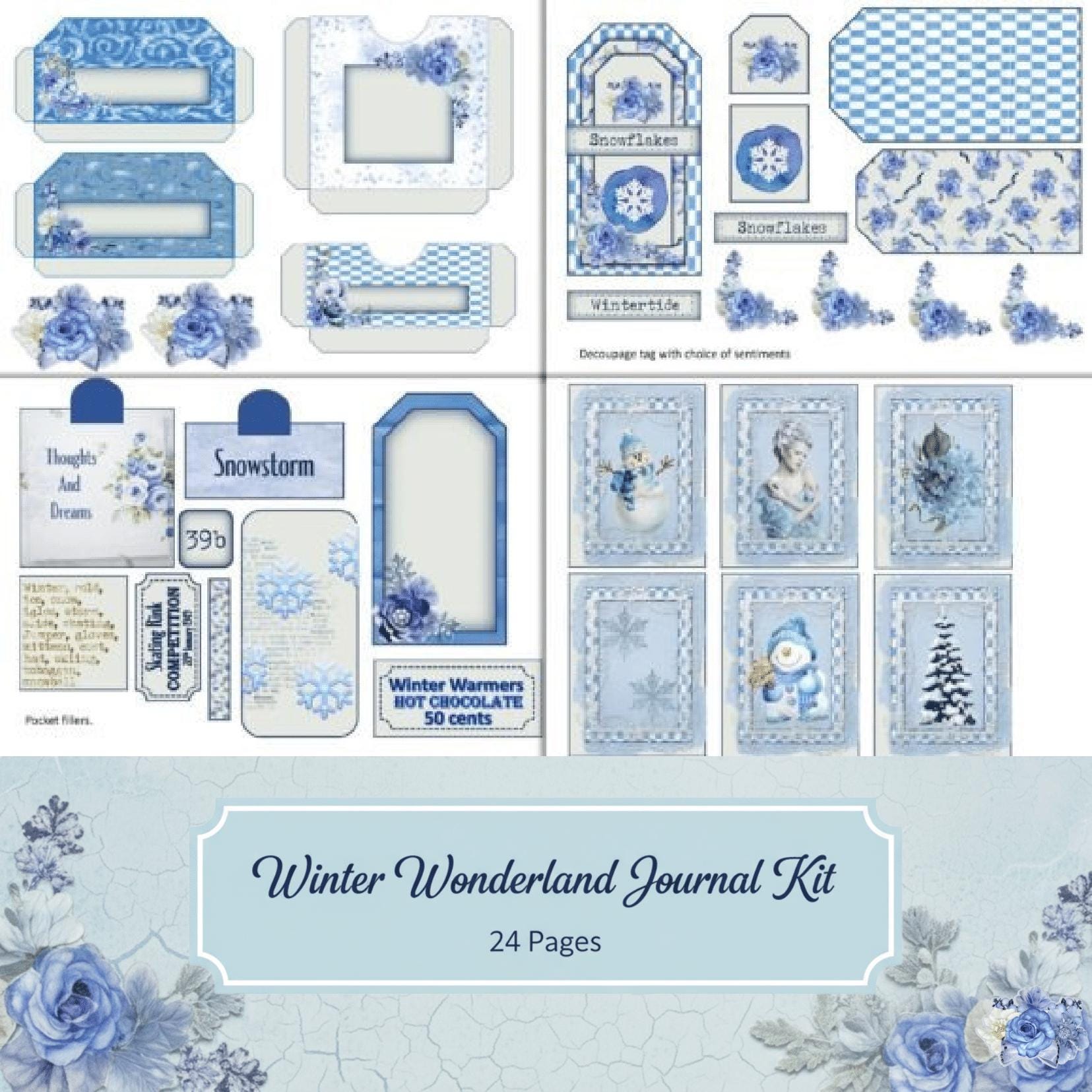 Winter Wonderland Junk Journal Kit | 24 Printable Pages With Tags ...