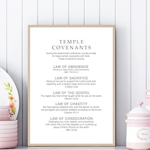 Printable LDS Temple Covenants Poster, Inspirational Book of Mormon Bible Scripture Prints, Missionary Gift, Latter-Day Faith, Custom Sizes