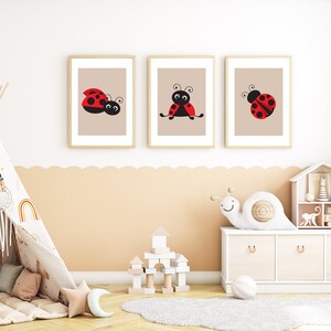 Printable Ladybug Wall Art Decor Set of 3. Contemporary Red Ladybird ...