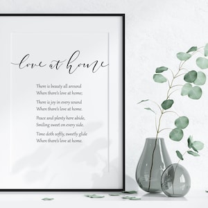 Printable Love at Home LDS Hymn Print, Brush Script Lyrics, Mormon Family Home Evening Decor, Relief Society Gift, Custom Colors and Sizes