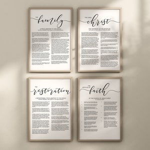 Printable LDS Digital Bundle: Mormon Family Proclamation Art, Living Christ, Articles of Faith, Instant Download, Custom Colors and Sizes.