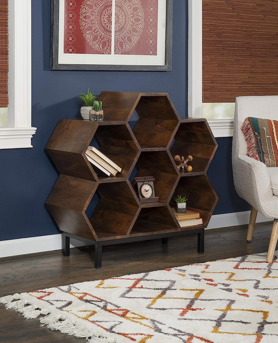 Unique Open Bookshelf Geometric Design Perfect Etsy