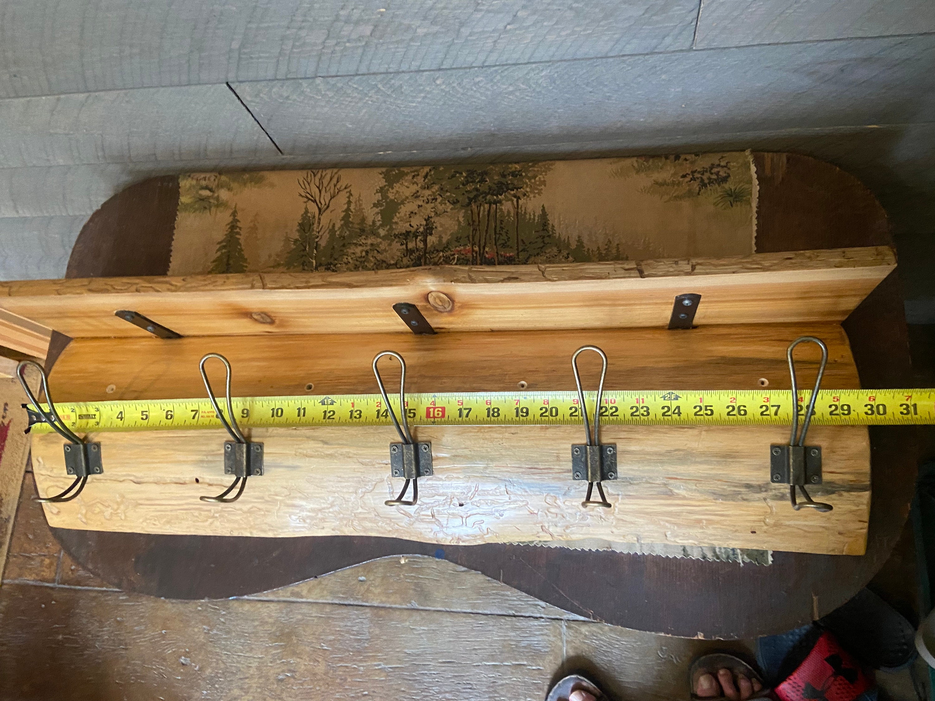Half Log Cedar Coat Rack With Shelf - Etsy