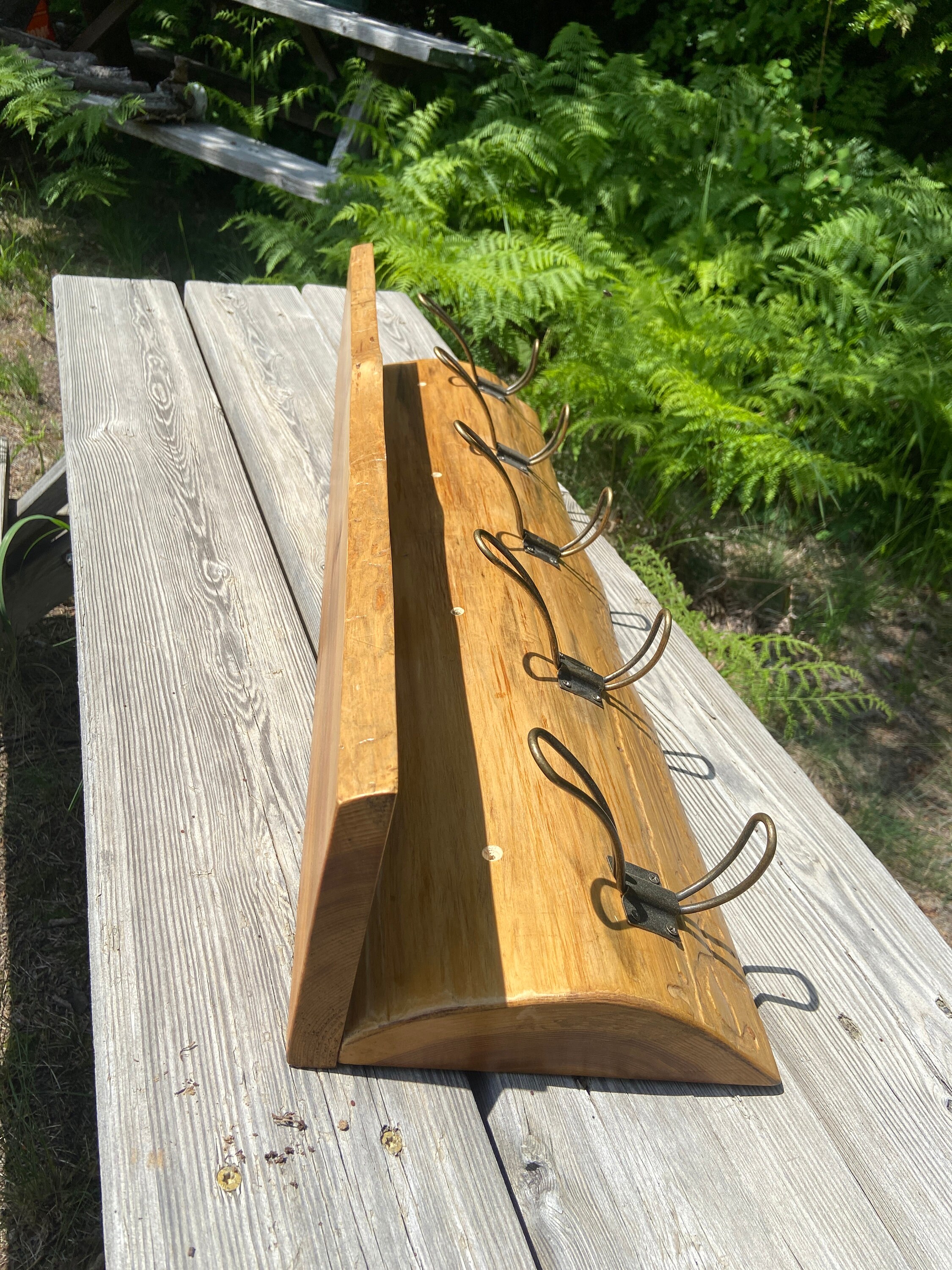 Half Log Cedar Coat Rack With Shelf - Etsy