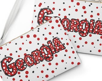 Preppy Georgia Bulldogs Clutch: Vegan Leather GA Wristlet