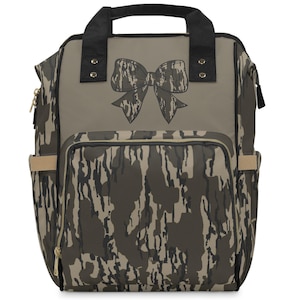 Mochila Coquette con diseño de camuflaje de árbol: bolsa de pañales de viaje de nailon imagen 1