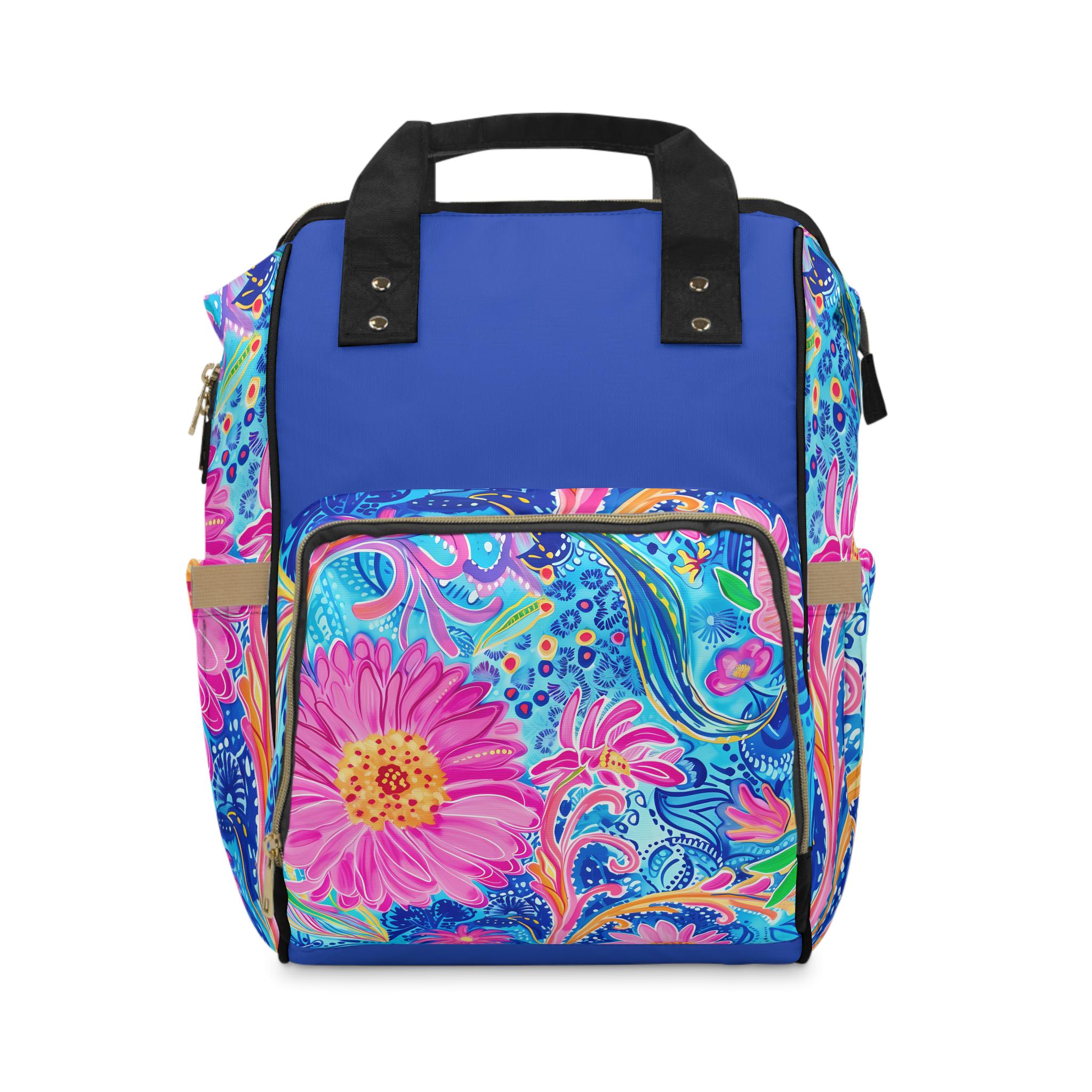 Lilly Inspired Preppy Floral Multifunctional Backpack summer Flowers Diaper Bag trendy L P Pattern Carry On vivid Flower Bag cute Laptop Bag Etsy Israel