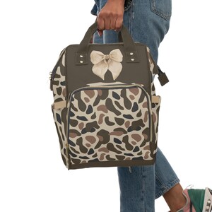 Dixie Camo Bow Backpack: Nylon Travel Coquette Diaper Bag image 7