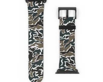 Wild Teal Camo Apple Watch Band: Vegan Leather Hunting Camo Accessory