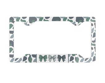 Dixie Girl Camo Coquette License Plate Frame: Camouflaged Bow Vehicle Tag