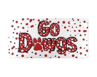 Georgia " Go Dawgs" Polka Dot  License Plate: Preppy Southern Life Vanity Tag