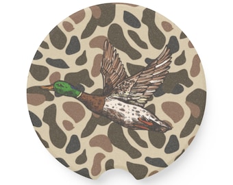 Dixie Camo Soapstone Car Coaster: Duck Hunting Gift, Truck Decor