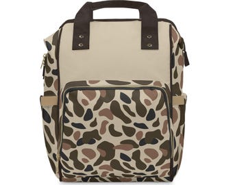 Dixie Camo Backpack: Nylon Travel Diaper Bag