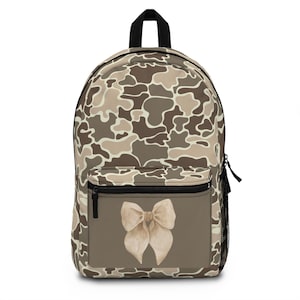 Marsh Camo &quot;Coquette&quot; Bookbag/Camo Backpack/Trendy Camo Travel bag/Country Girl Dance Bag/Camo Bow Bag/Back to School Bag/Girl Diaper Bag