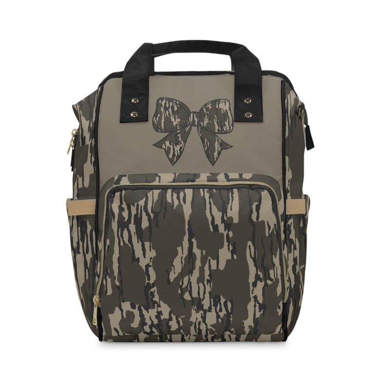 Mochila Coquette con diseño de camuflaje de árbol: bolsa de pañales de viaje de nailon imagen 1