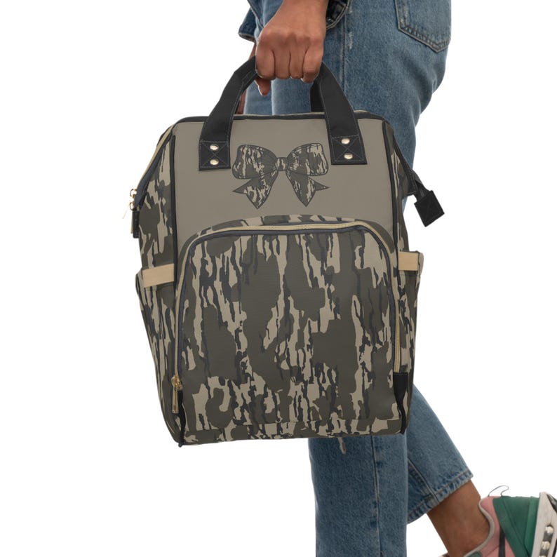 Mochila Coquette con diseño de camuflaje de árbol: bolsa de pañales de viaje de nailon imagen 7