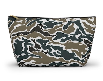 Teal Camo Duck Pouch: Polyester Cosmetic Bag, Toiletry Bag