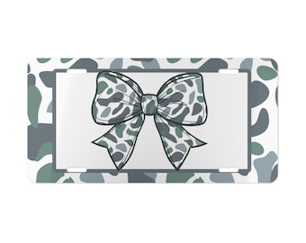 Dixie Girl Camo "Bow" Vanity Plate: Country Girl Coquette Vehicle Tag
