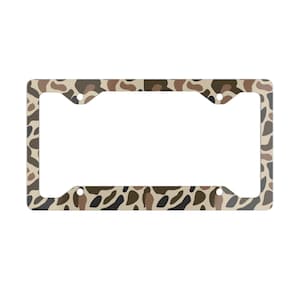 Old School Camo Hunting Metal License Plate Frame/Camo Hunting License Plate/Country Life Vehicle Tag Frame/Vintage Duck Deer Camo