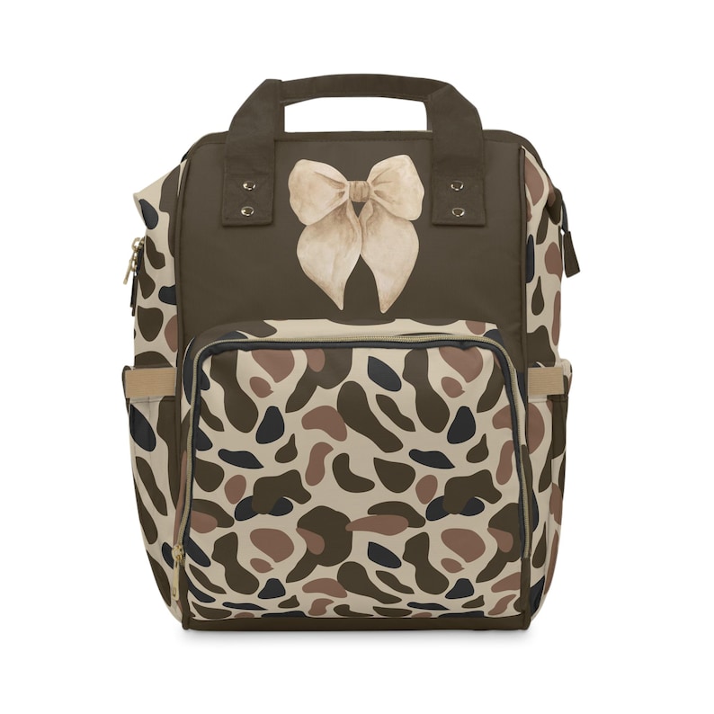 Dixie Camo Bow Backpack: Nylon Travel Coquette Diaper Bag image 1