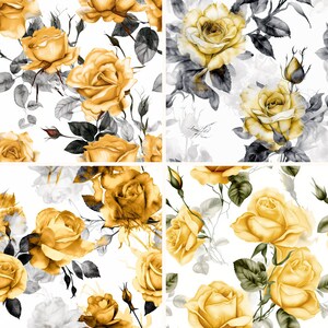 Collezione Motivo Rosa Fumé - Giallo - 300dpi