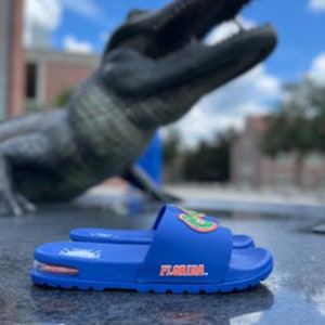 University of Florida Air Gators Slides | Lightweight Slides Game Day Attire | Blue and Orange Slip-On Design Slides | Slides Footwear